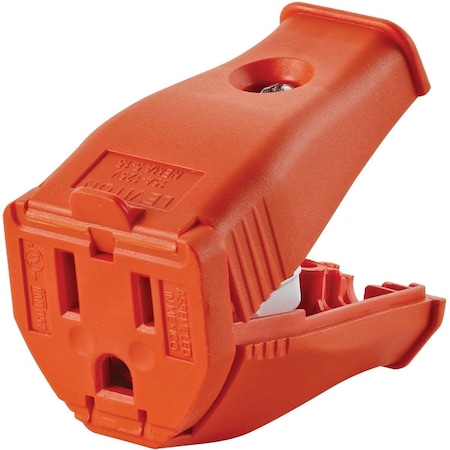 Leviton 15A 125V 3-Wire 2-Pole Clamp Tight Cord Connector, Orange 003-3W102-0OR